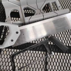 Mitre box with saw and hacksaw