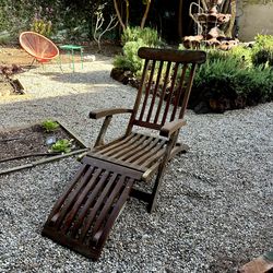 King’s Collection Teak Reclining Steamer Chair with Footrest