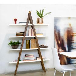 Article Caliper 47” Shelving Unit- White/Walnut