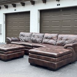 🛋️ Sectional Couch/Sofa - Brown - Leather - Delivery Available 🚛