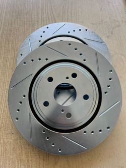 Honda Pilot 16-17-18-19-20-21-22 Front Drill Slot Rotors Ceramic Brake Pads