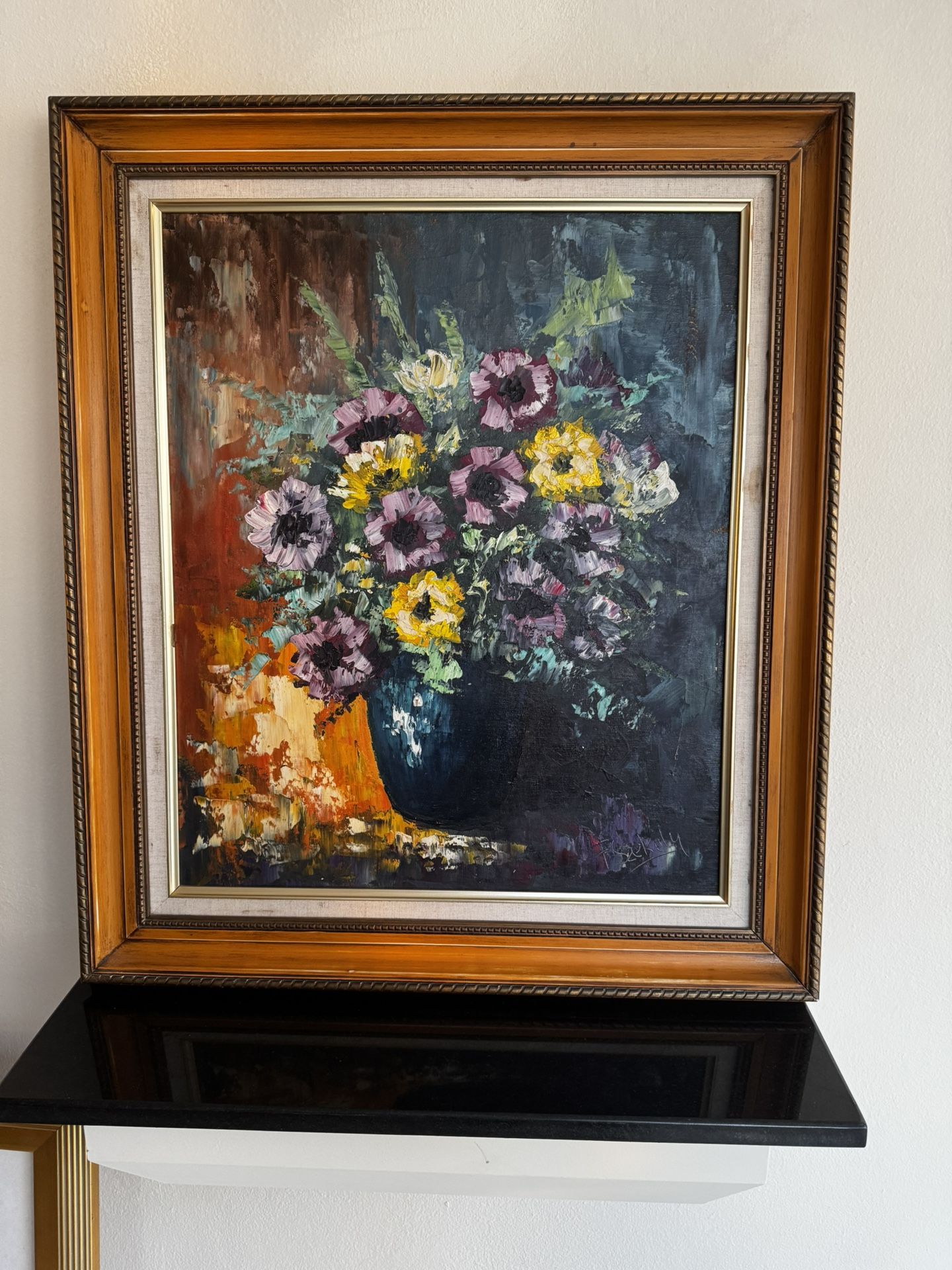 Framed Floral Still Life Oil Painting By F. Szekely
