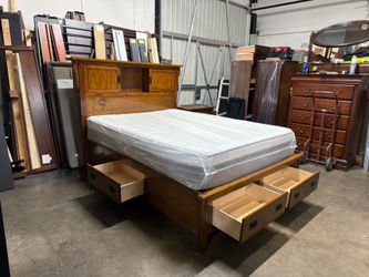 Queen captains bed with mattress $399