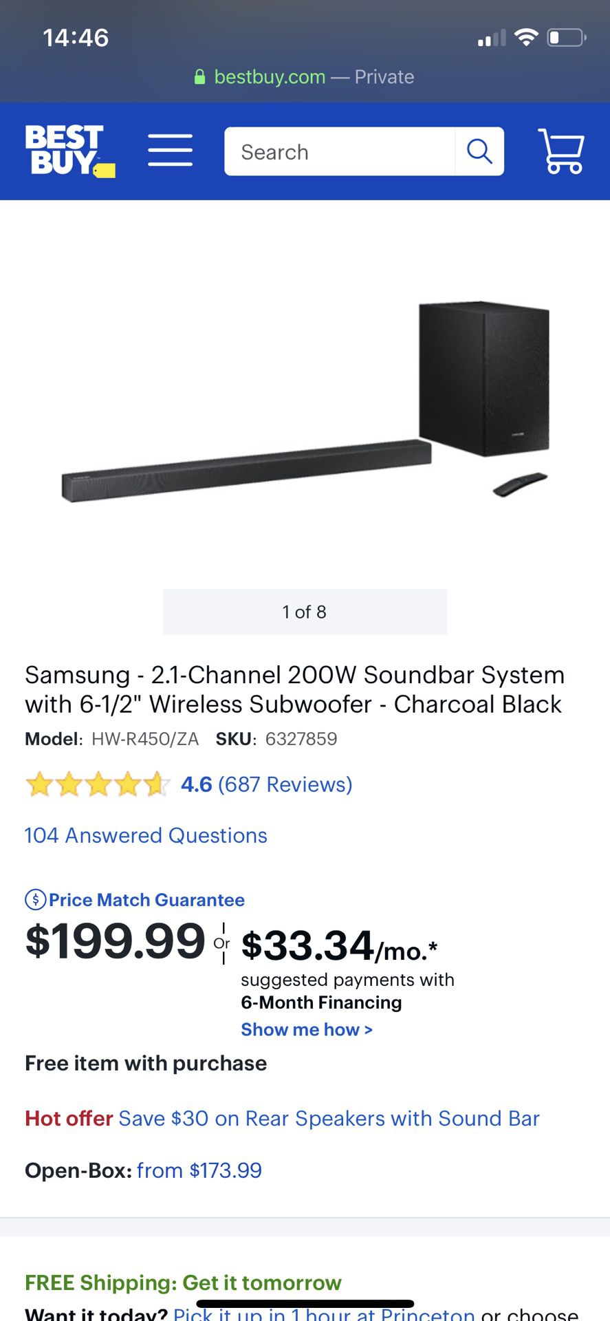 Samsung 2.1Channel 200W Soundbar System with 6-1/2" Wireless Subwoofer