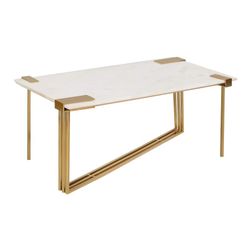 Elegant New in Box Genuine Marble Gold Legs Coffee Table Art Deco