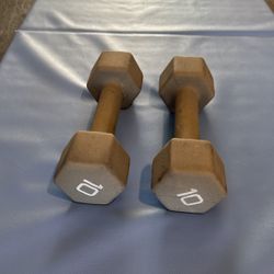 Pair Of 10 lb Rubber Coated Dumbbells 
