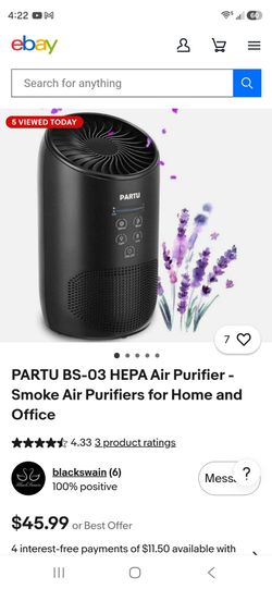 PARTU BS-03 HEPA Air Purifier - Smoke Air Purifiers for Home &Office
