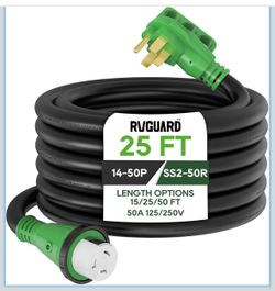 RVGUARD 50 Amp 25 Foot RV Power Cord and box