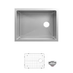 Glacier Bay Tight Radius 23 in. Undermount Single Bowl 18 Gauge Stainless Steel Kitchen Sink with Accessories