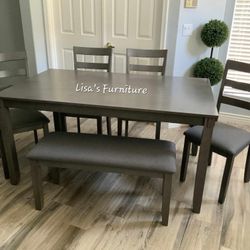 Dining Table With Four Matching Chairs And Bench 