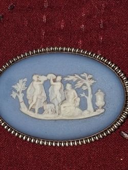 Wedgwood Blue Jasperware Cameo Brooch