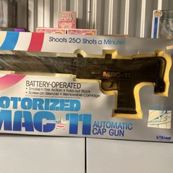 Vintage Larami Motorized MAC11 Automatic Cap Gun NEW in Box Rare 1980s