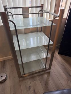 Chrome and Glass 4-Tier Shelving Unit