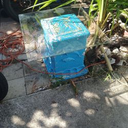 Bevil Glass Coffee Or End Table Ceramic With 🐬 Dolphin S On Every Side 