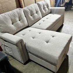 Ashlyn Reversible Sleeper Sofa with Storage Chaise - Light Grey 
