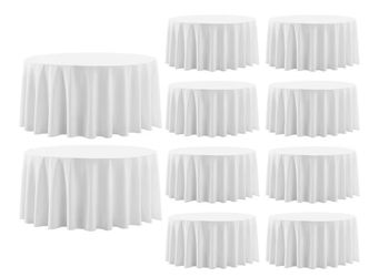 Round Tablecloths - 132” White 10- Pack