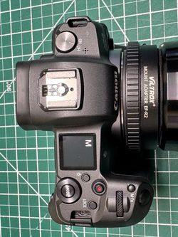 Canon EOS R w/ Sigma 85mm f/1.4 Art Lens, Viltrox Adapter, Battery Grip. One battery and charger