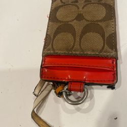 COACH RED&BEIGE ID KEYCHAIN WALLET 