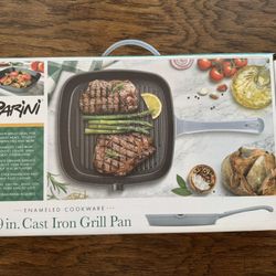 Cast Iron Enameled 9” Grill Pan By Parini