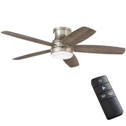 52 in LED Ceiling Fan with Lights and Remote Brushed Nickel