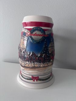 Budweiser Holiday Clydesdales Ceramic Beer Stein