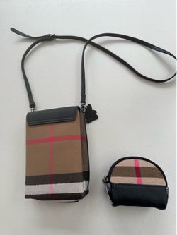 Matching Plaid Crossbody Phone Bag and Multi Compartment Coin Purse set - $10