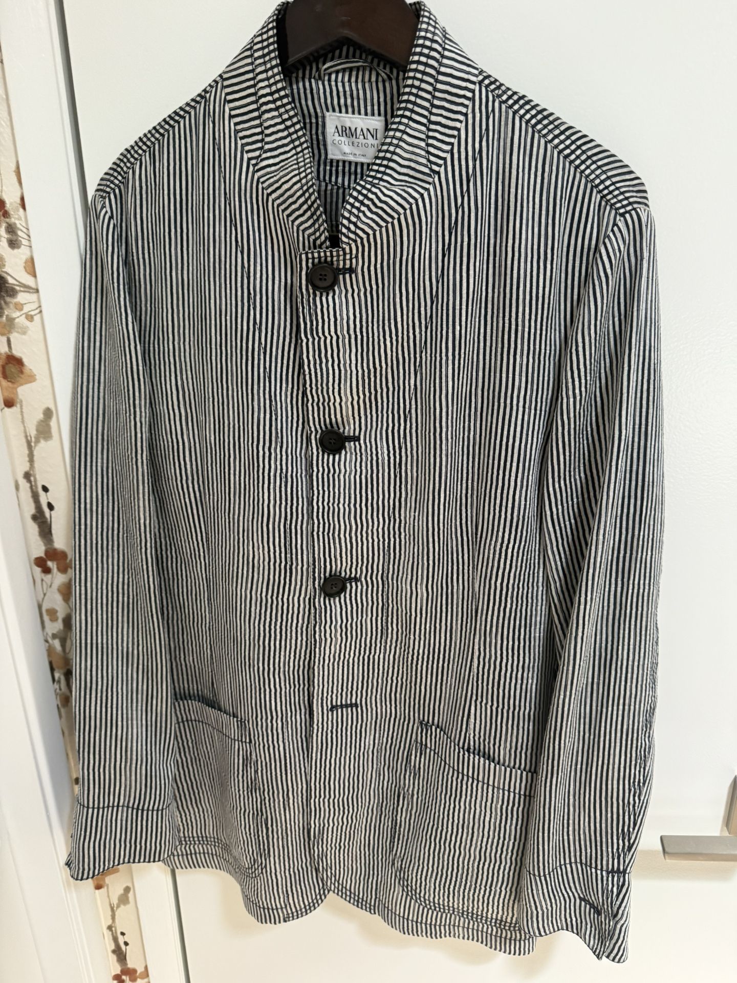 Armani Collezioni Linen Nehru, Collared Blazer