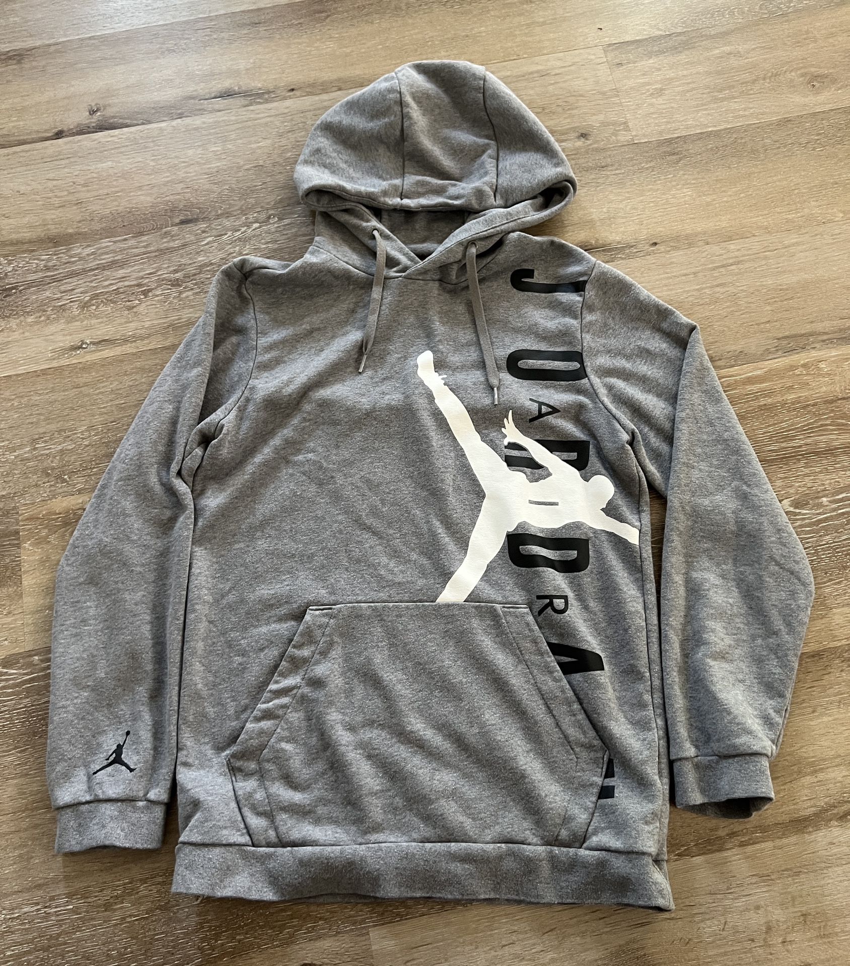 Air Jordan Hoodie Men's Size S Gray Fleece JumpMan Hooded Sweatshirt Pullover