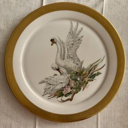 BRAND NEW! Gorgeous 14 Karat Gold Porcelain Mule Swans” Platter 
