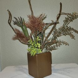 Silk Floral Arrangement in Square Vase