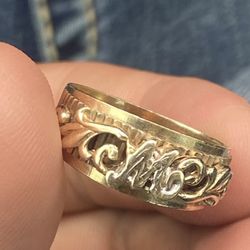 Gold Ring ,letter M ,14k.