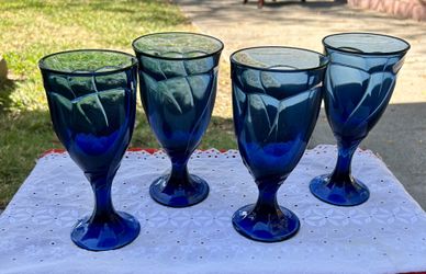 Blue Swirl Water Goblets (set Of 4)