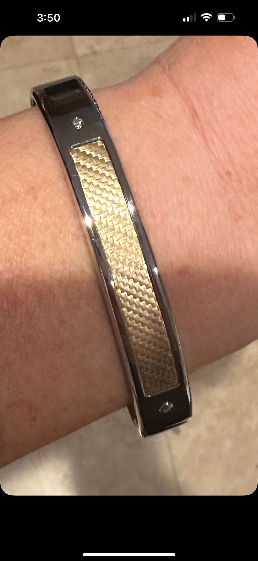 Stainless Steel 18KT YELLOW GOLD 0.08ctw Diamond Bangle
