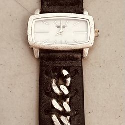 Vintage Kenneth Cole Leather And Chain Wrist Watch