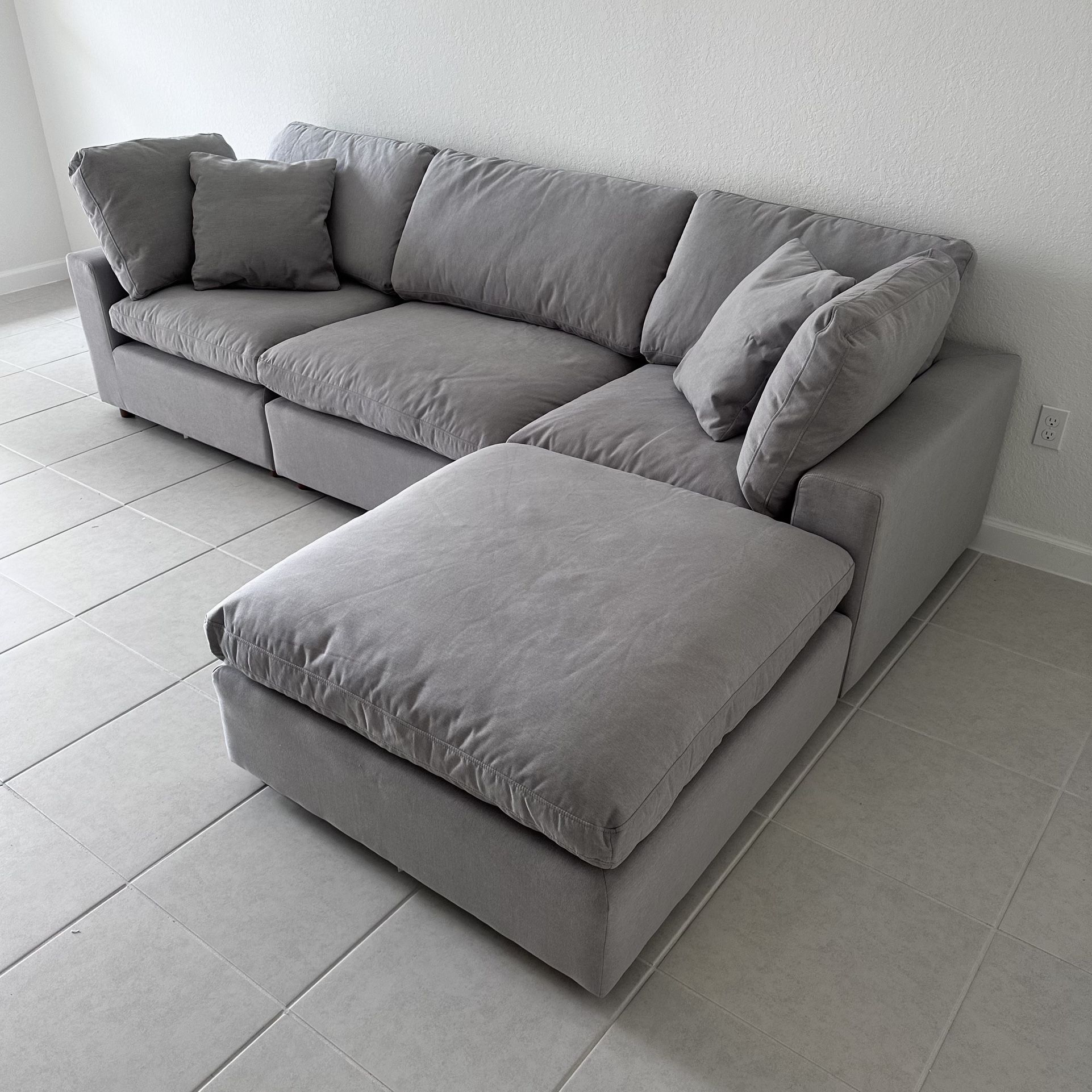 New Gray Sectional Cloud Couch Sofa