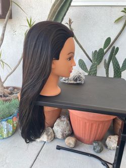 synthetic Cosmetology Mannequin Head with Dark Hair synthetic