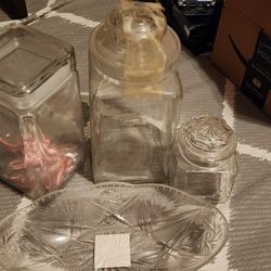 Candy Jars And Candy Dish Lot 