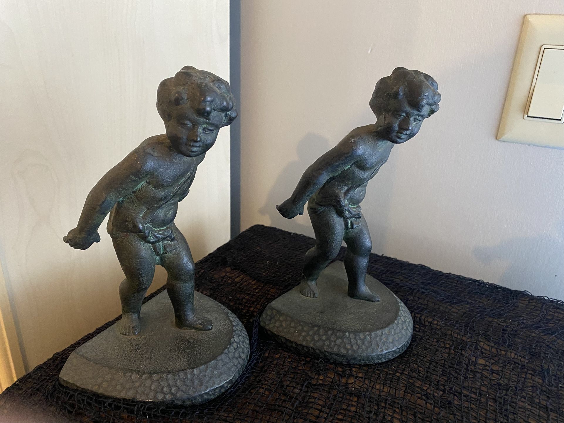 Antique Cast Iron Cherub Bookends