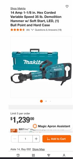 Makita 14 Amp 35 lb Demolition Hammer