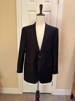 Ermenegildo Zegna Trofeo Blazer US 46R 100% Wool Navy Blue Pinstripe