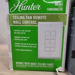 Hunter Universal Damp Rated Ceiling Fan Wall Remote Control White