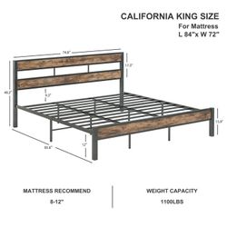 Bed frame For California King Mattress (sold separately)