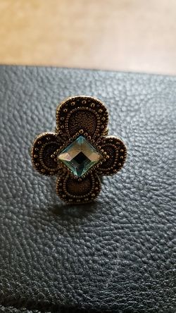 Silver Western tie clip with blue stone