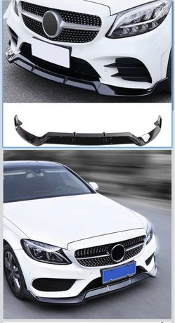 Gloss Black Front Lip Splitter for 2015-2018 Benz C-Class W205 AMG Sport,Gloss black front lip