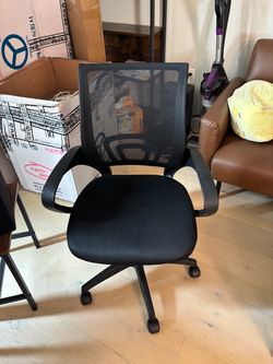 Two Black Mesh Office Chairs – $30 Each