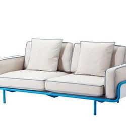 Blue Metal / Upholstered Futon Sofa
