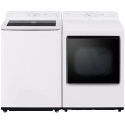 NEW- IN BOX! LG 4.8 CU.FT. WT8205CW TOP LOAD WASHER IN ALPINE WHITE WITH 4-WAY AGITATOR & EASY UNLOAD & 8 CU. FT. ELECTRIC DRYER DLE8200W