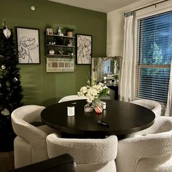 60inch Modern Dining Set With 5 Swivel Chairs 