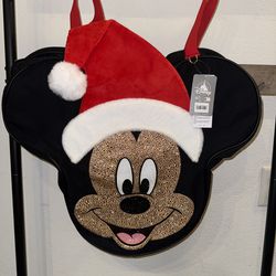 Santa Mickey bedazzled tote