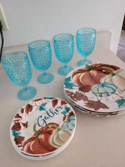 Thanksgiving Dinnerware w/Goblets